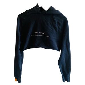 C’est Normal Cropped Hoodie Black